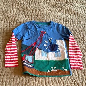 Mini Boden Blue Construction Long Sleeve Tee